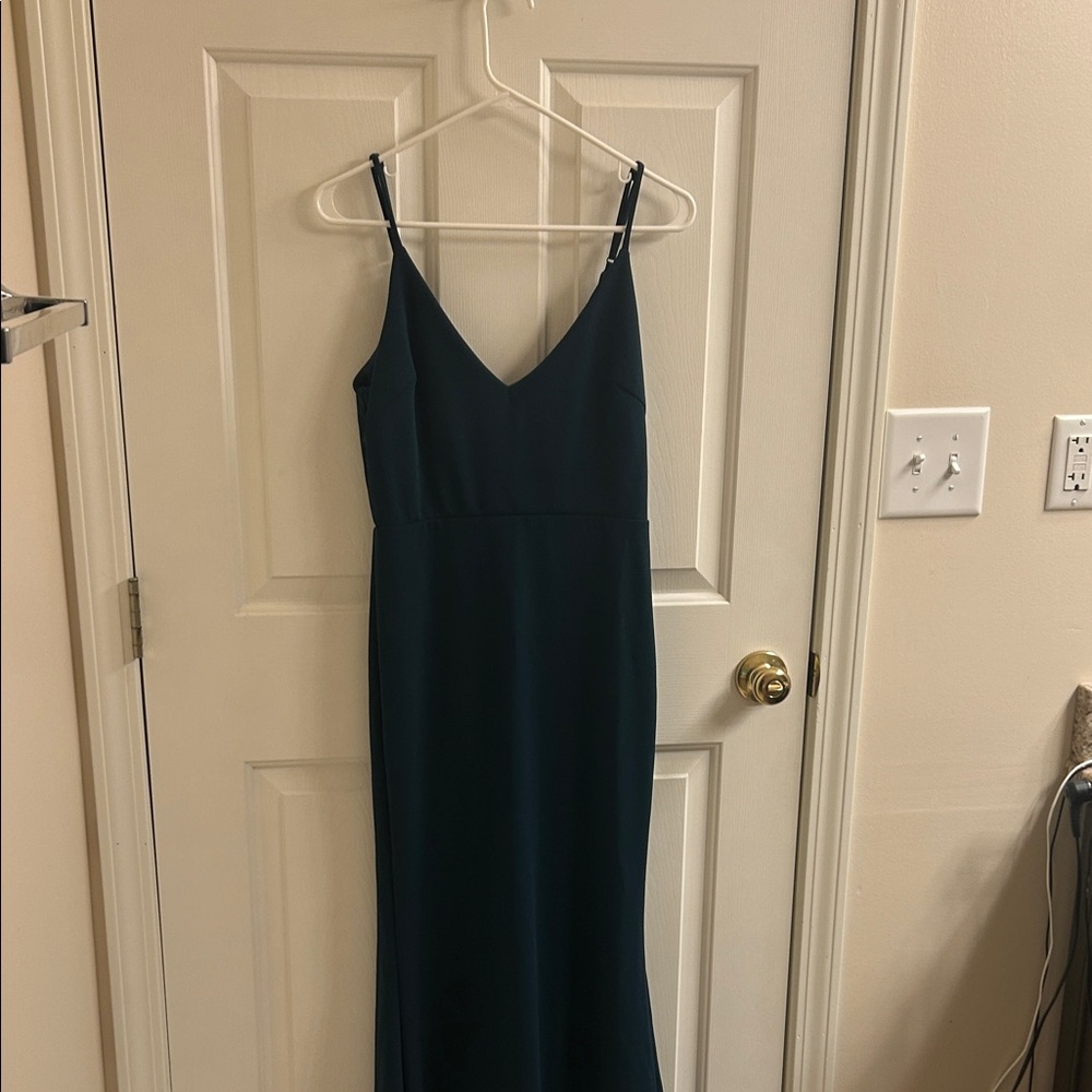 Elegant Teal Spaghetti Strap Dress